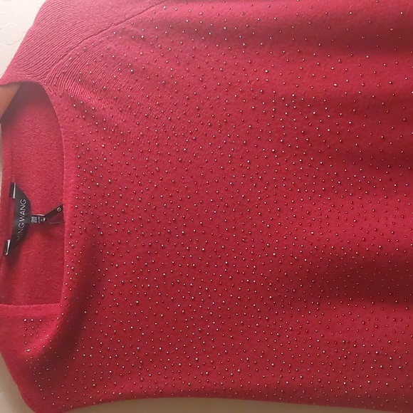 Ming Wang Studded Poncho Red OS - Picture 3 of 11